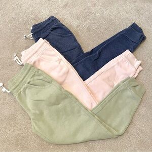 Cat & Jack girl Joggers, Pink navy blue and pastel green girls bundle medium 7/8